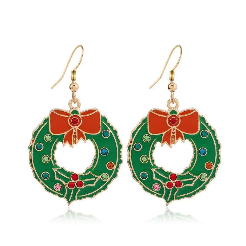 Fashion Christmas Tree Drop Earrings Small Bell Snowflake Earings for Women Cute Bowknot Dangle Earring New Year Gift Brincos