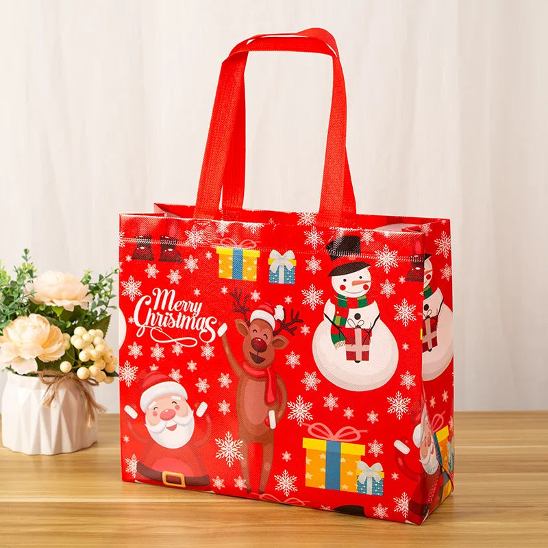 Christmas Gift Bags Santa Elk Snowflake Tote Bag Children's Gift Bags Thickened Non-woven Waterproof Bag Christmas Decoration