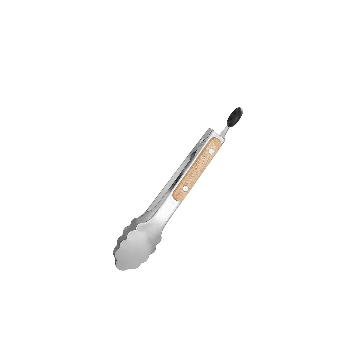Heavy Duty Kitchen Tongs with Wooden Handle for Cooking, Grilling and BBQ, 7-16 Inch Length