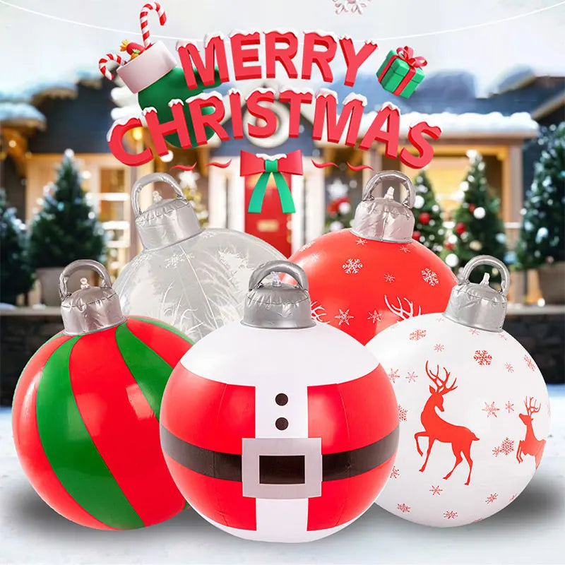26 Inch Light Up PVC Inflatable Christmas Ball with Light Remote PVC Giant Inflatable Christmas Balls Christmas Decorations Ball
