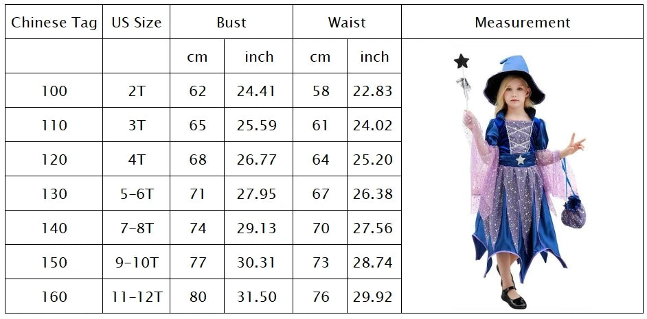 God Mother Fairy Dress with Witch Hat Wand Bag Girls Halloween Costume Witch Cosplay All Saint's Day 4Pcs Wizard Vestidos Suit