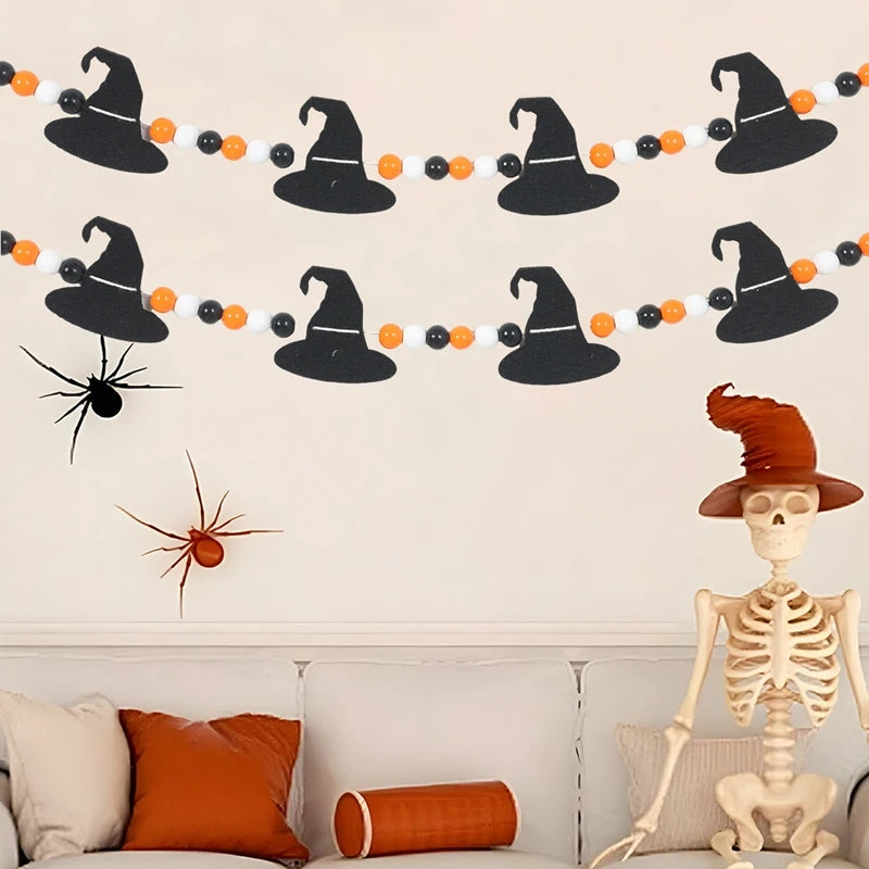 Halloween Pumpkin Bat Banner Garland Halloween Party Decorations Kids Halloween Non-Woven Banner Trick or Treat Party Supplies