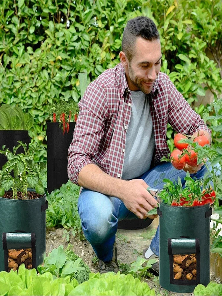 5PCs Garden Supplies Vegetable Plant Grow Bag Planting Container Bag Thicken Garden Pot  DIY Potato Grow Planter PE Cloth