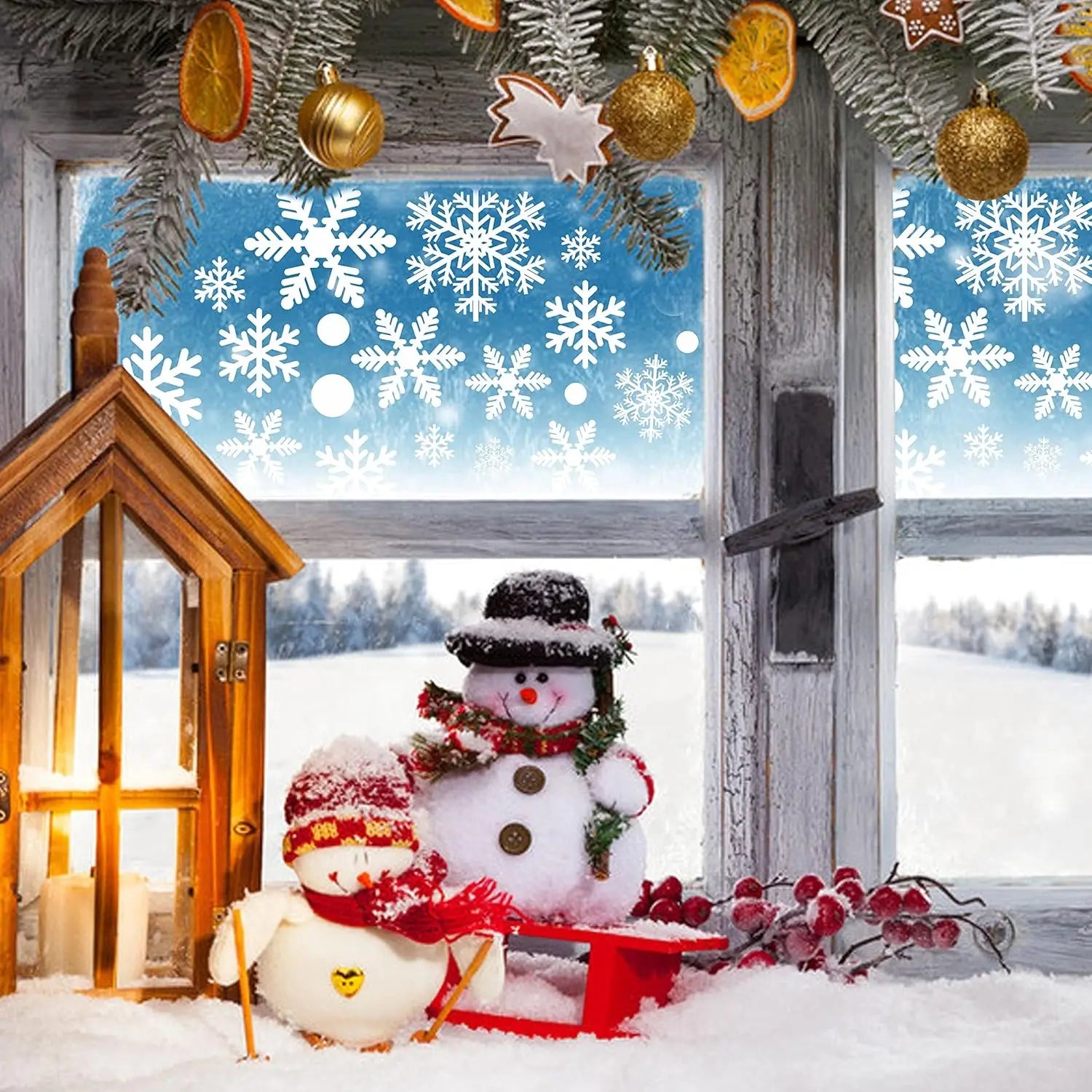 9Sheet Reusable Christmas Snowflake Window Stickers, Suitable For Smooth Surface, Self-Adhesive Snowflake Stickers New Year Deco