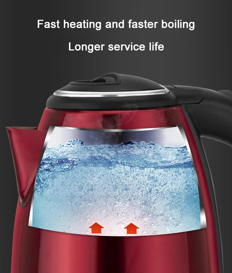 EDTID 2L Stainless Steel Electric Kettle Household Quick Heating Hot Water Boil Kettles Auto Power-off Tea Boiler Teapot EU US
