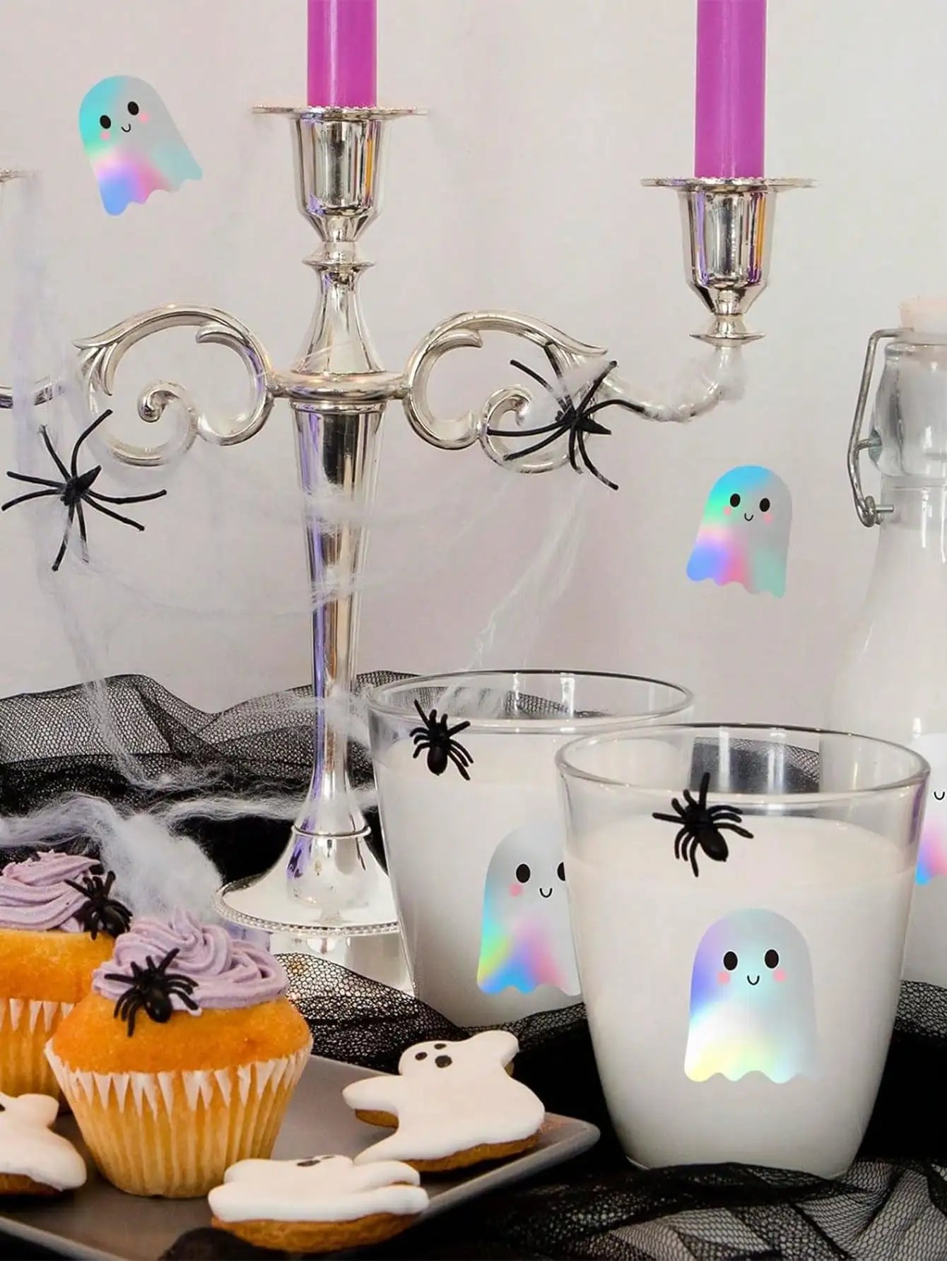 500pcs Holographic Halloween Ghost Stickers, Laser Cute Boo Ghost Waterproof Adhesive Stickers For Envelope, Magazine