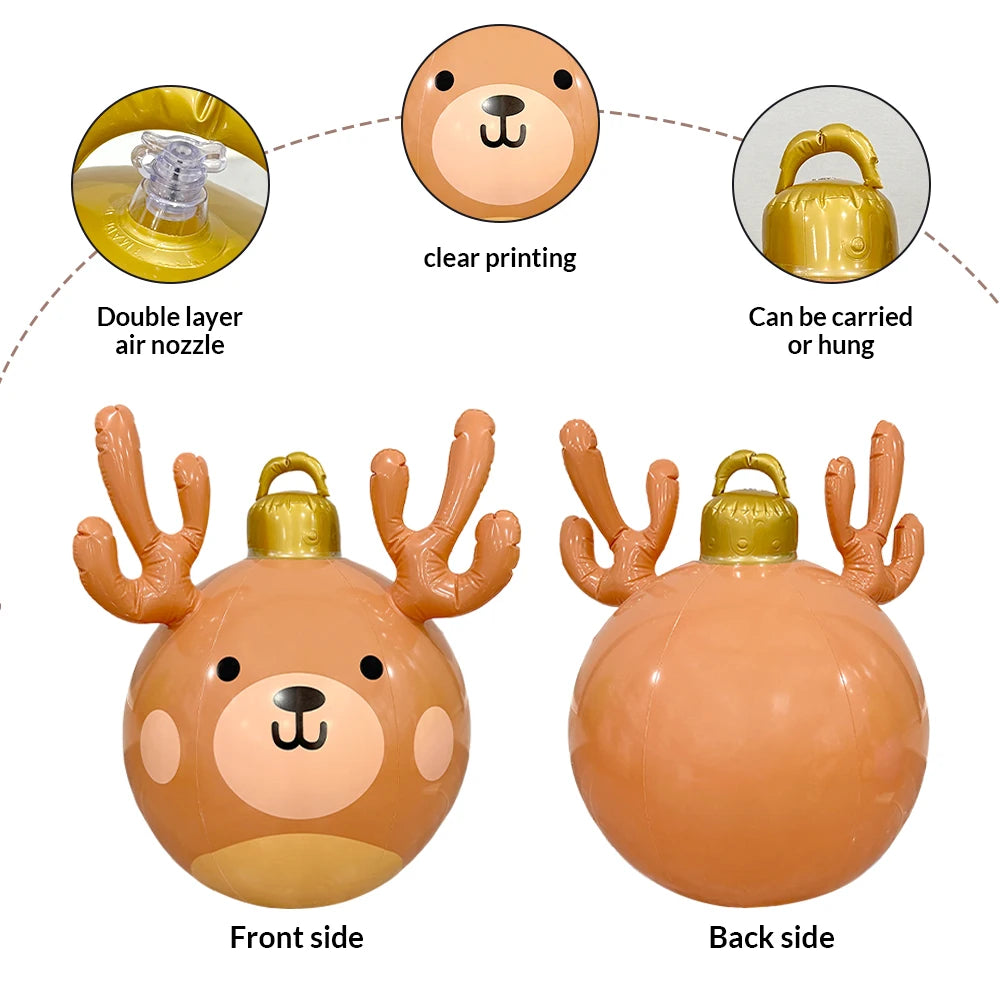 1pc Inflatable Reindeer Antlers Christmas Ball Suitable For Courtyard Decoration Party Decoration Atmosphere Christmas Gifts