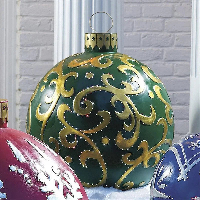 2024 Christmas 60cm Outdoor Inflatable Ball PVC Giant Big Ball Tree Ornament Outdoor Toy Ball Christmas Gift Ornament  2025