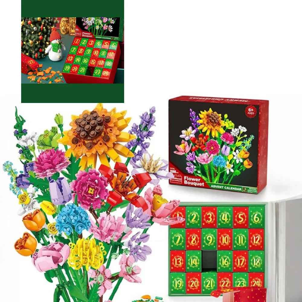 Bouquet Building Block Advent Calendar Christmas Count Down DIY Lego Advent Calendars for Adult Kids Gift Home Decoration2026
