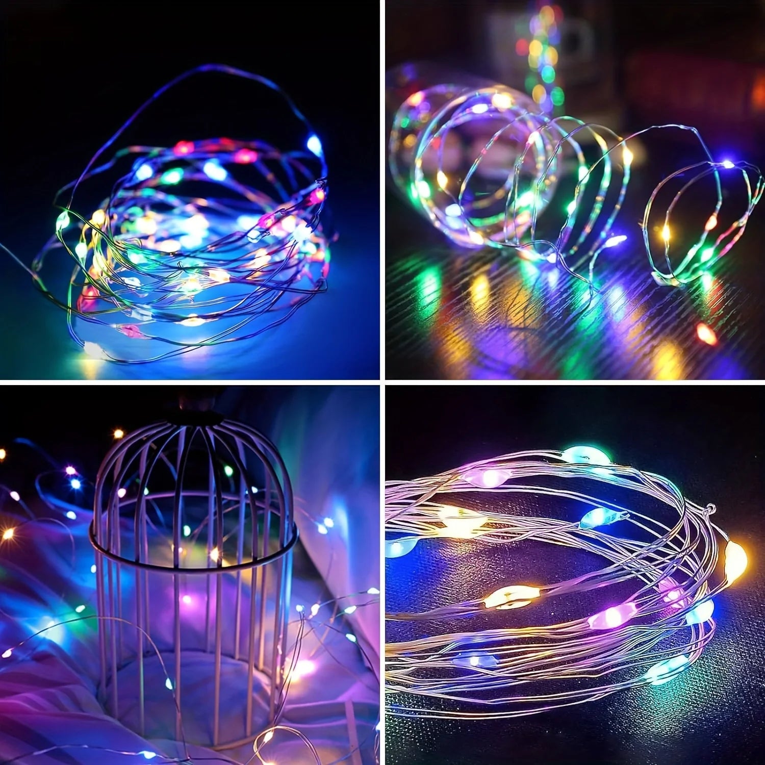 4pcs Outdoor Led Solar String Light Fairy String Christmas Tree Decor Lighting for Wedding Festival Party Garden Xmas Halloween