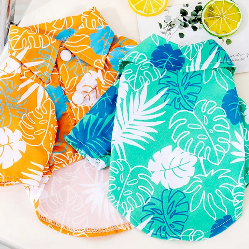 Summer Dog Clothes Hawaiian Style Pet Beach Dog Shirts Fashion Puppy Vest Coconut Print Cat Shirt Chihuahua Yorkies Pet Clothes