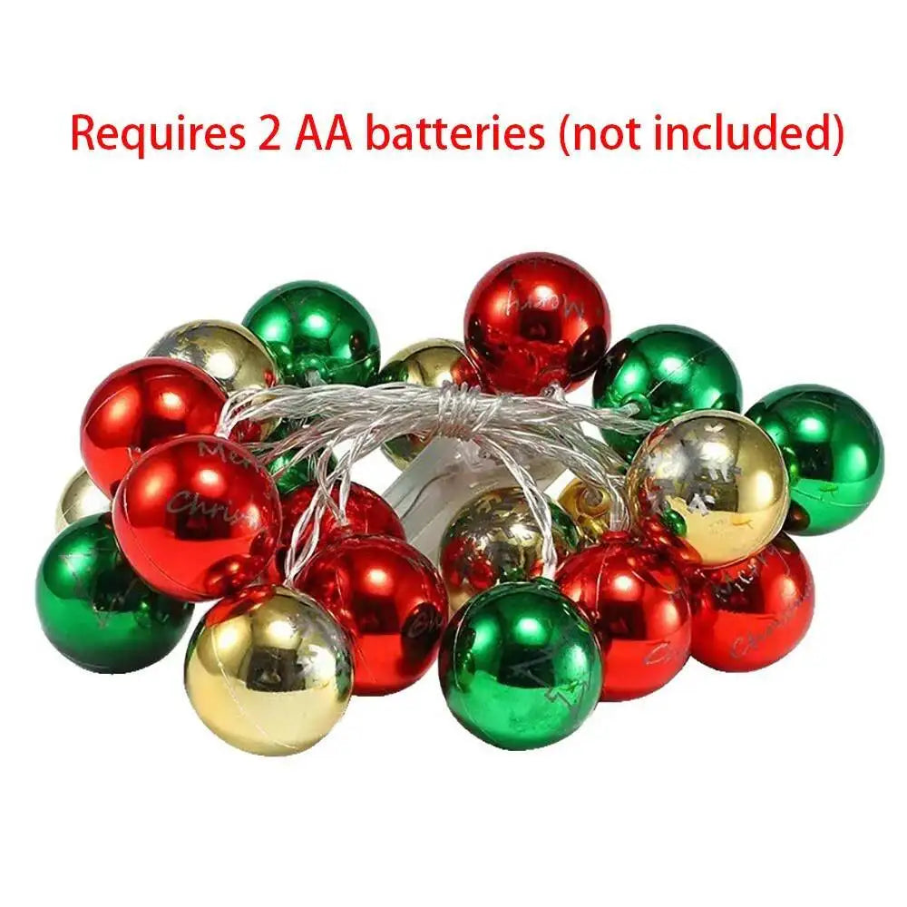 1.5M/3M Christmas Lights String,Christmas Balls Star Fairy Light Garland,Xmas Hanging Lamp,Christmas Home Decoration 2025