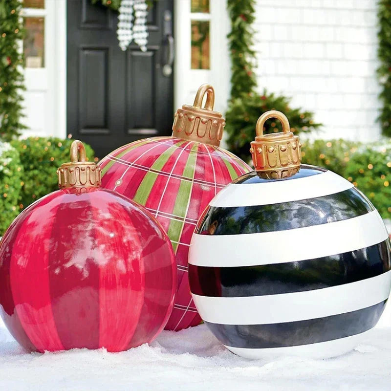 2024 Christmas 60cm Outdoor Inflatable Ball PVC Giant Big Ball Tree Ornament Outdoor Toy Ball Christmas Gift Ornament  2025