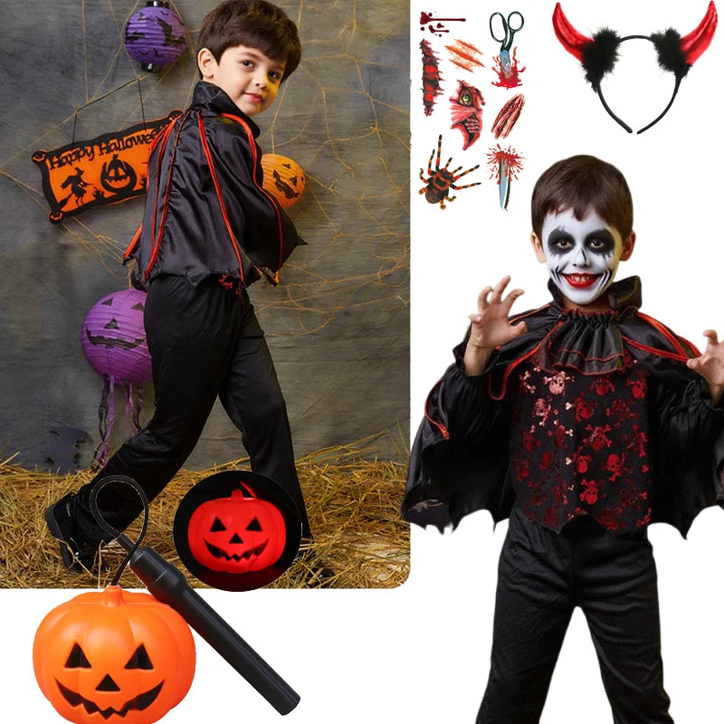 Girl Vampire Halloween Dress for Kid Ghost Bride Gothic Cosplay Vampire Costume Dress for Kids Carnival Outfit Black Red Clothes
