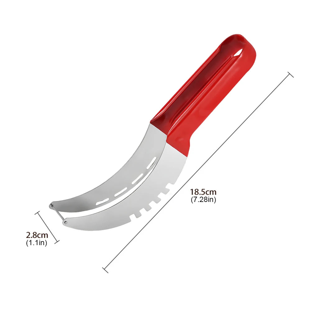 Stainless Steel Safe Efficient Watermelon Slicer Server with Non-Slip Handle Fruit Divider Watermelon Slicer Cutter Fruit Tools