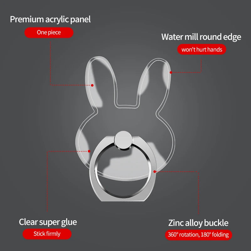 Finger Ring Mobile Phone Smartphone Stand Holder For iPhone X Samsung cell Smart  transparent Phone Ring holder Car Mount Stand