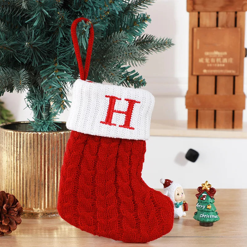 Christmas Boots Letters Christmas Stocking New Knitting Christmas Tree Pendant Decorations SnowflakeChristmas Socks