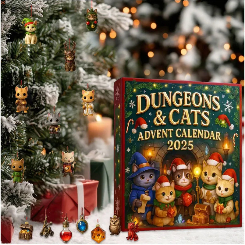 2025 Dungeons & Cats Advent Calendar Doll Christmas Atmosphere Decorative Gifts New Year 24 Days Countdown Surprise Blind Box