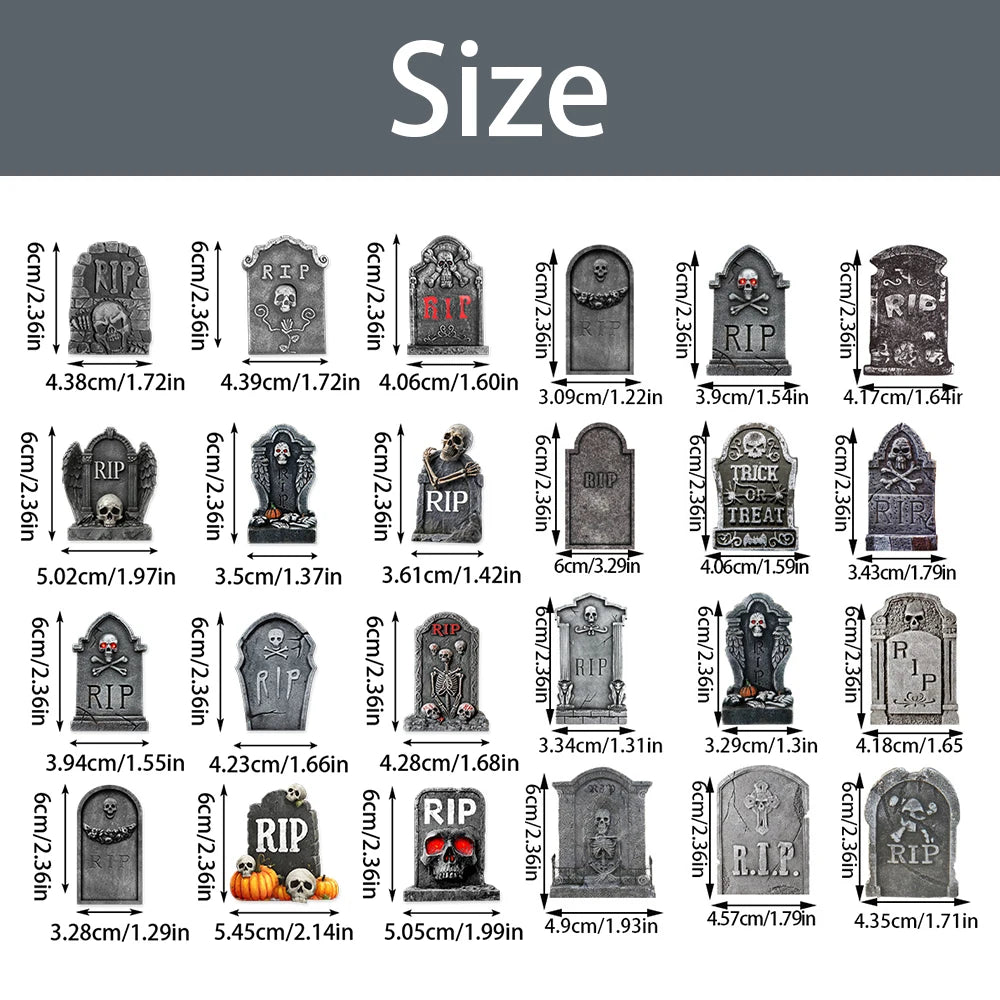 12/24pcs Halloween Scary Tombstone Cupcake Toppers Skeleton RIP Graveyard Cake Topper Decorations Halloween Birthday Party Decor
