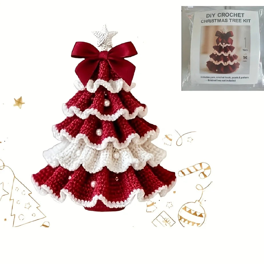 1pc Crochet Christmas Tree Kit - Handmade Holiday Decoration Set, Perfect for Christmas Party Decorations, Christmas Decorations