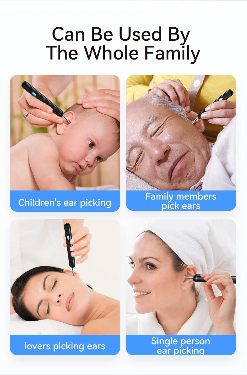 Ear Cleaner High Precision Ear Wax Removal Tool with Camera with LED Light Wireless Cleaner Smart Ear Cleaning Kit Health Care