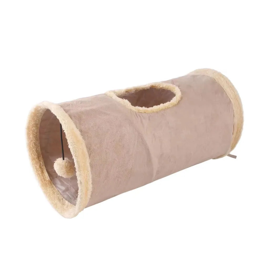 Collapsible Cat Winter Suede Tunnel for Puppy Rabbit Kitten Play Chase Hide Tunnel,Interactive Bedding Toy in 2 ways,3 ways, Cro