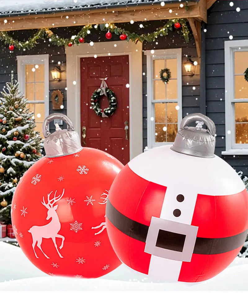 26 Inch Light Up PVC Inflatable Christmas Ball with Light Remote PVC Giant Inflatable Christmas Balls Christmas Decorations Ball