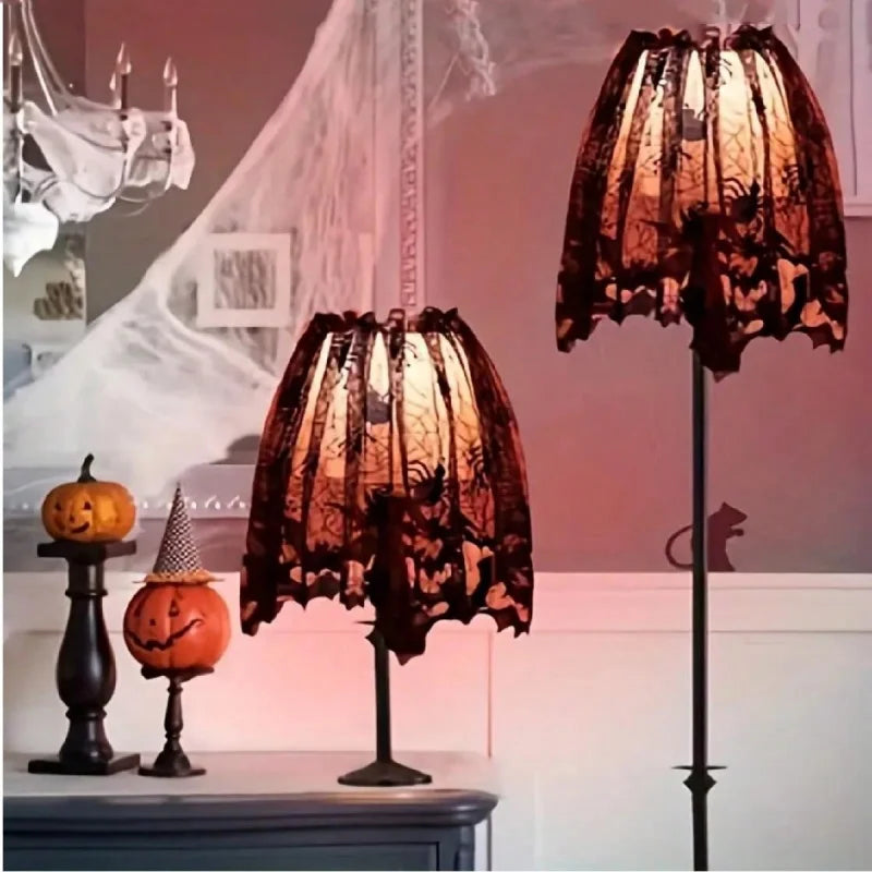 2 pieces of Halloween lampshade black lace spider web fabric lace spider web, Halloween themed party decoration