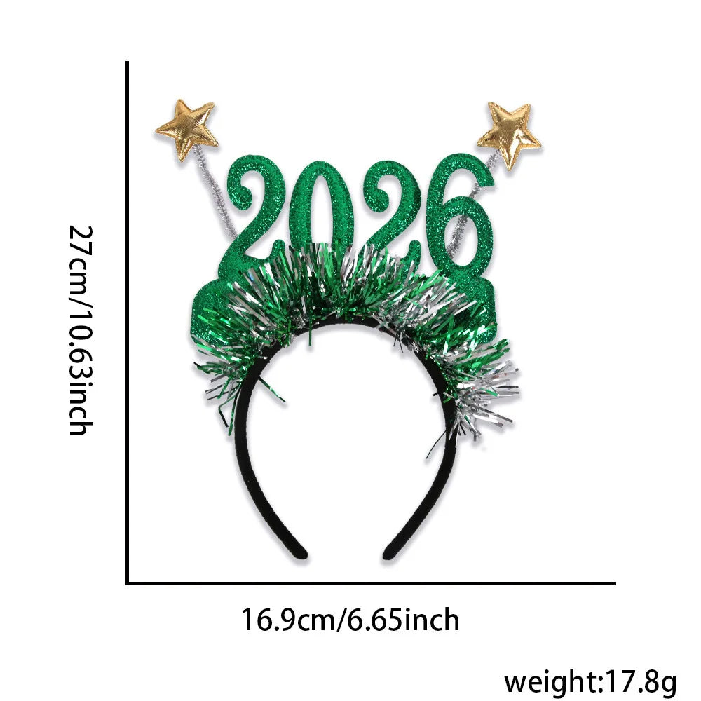 2026 Christmas Star Color Strip Headband New Year's Eve Digital Creative Party Decoration Head Buckle