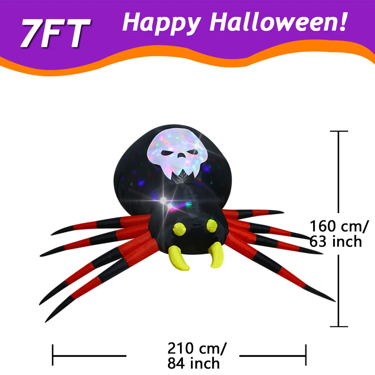 1pc Halloween Inflatables Outdoor Decorations Inflatable Yard Decoration with Build-in LEDs Blow Up Pumpkin for Halloween Party
