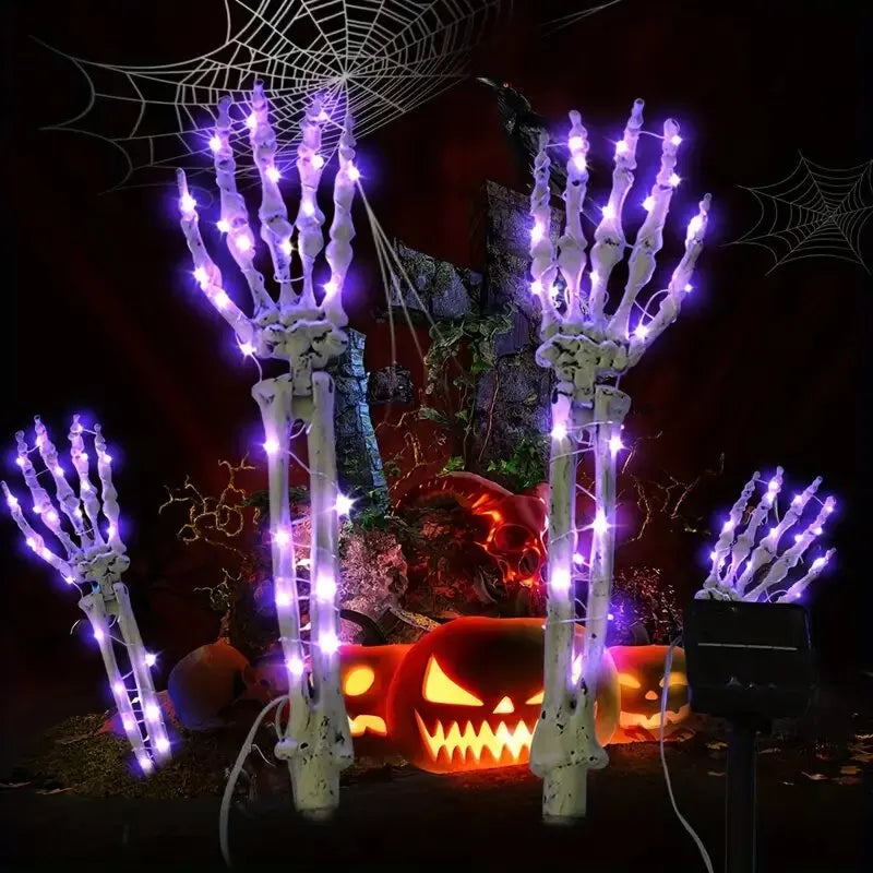 2PC Solar Powered Ghost Hand Ground Plug-in Stake Light Outdoor Waterproof LED Garden Light Horror Decoration Lamp For Halloween