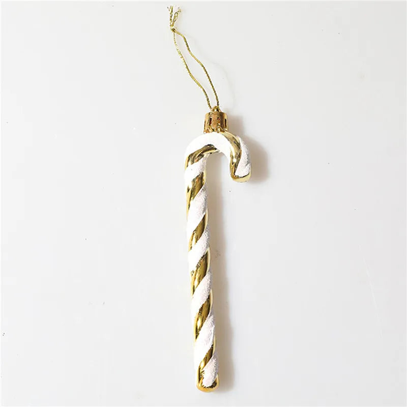 1 Box Mini Cane Christmas Tree Decoration Cute Santa Claus Red White Cane Candy Hook Holiday Party Ornaments Xmas DIY Pendant