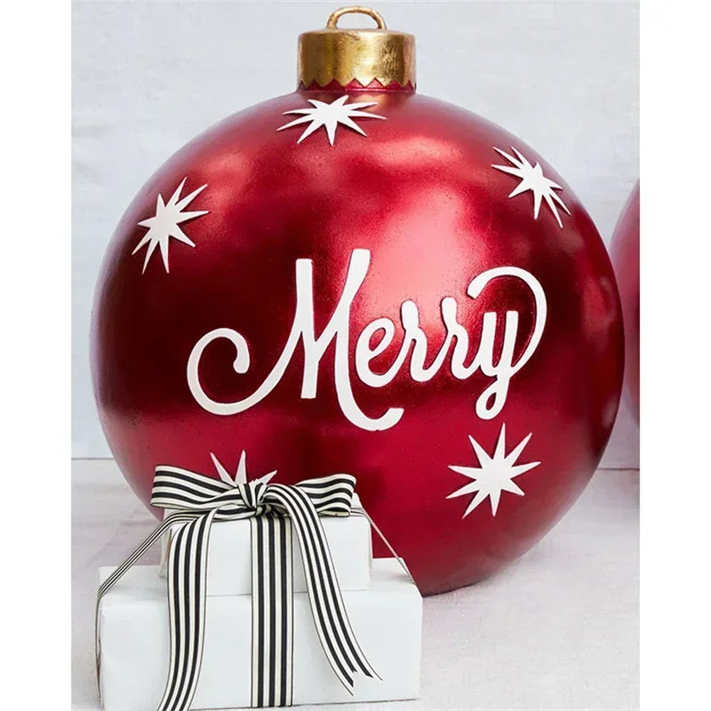 2024 Christmas 60cm Outdoor Inflatable Ball PVC Giant Big Ball Tree Ornament Outdoor Toy Ball Christmas Gift Ornament  2025