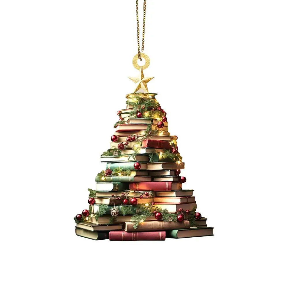 Christmas Ornament Mountain Of Book Christmas Tree Hanging Pendant 2025 Happy New Year Decor 2024 Merry Christmas Decoration