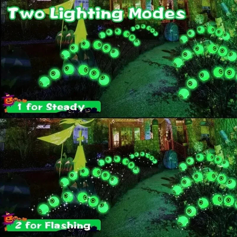 1/2/4pcs Solar Eyeball Lights, 6-Head Outdoor Firefly Lights Halloween Solar Stake Lights Garden,Lawn,Yard,Festival Decor