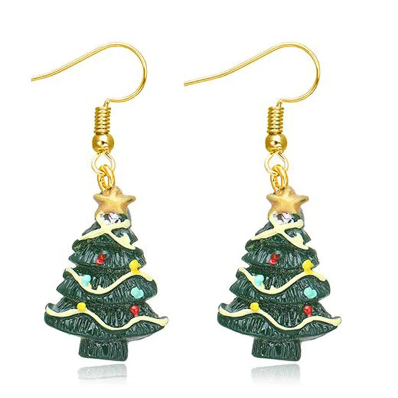 Fashion Christmas Tree Drop Earrings Small Bell Snowflake Earings for Women Cute Bowknot Dangle Earring New Year Gift Brincos