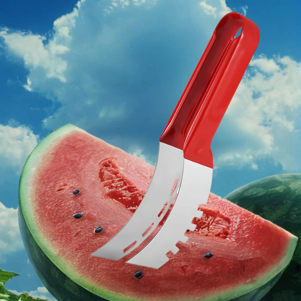 Stainless Steel Safe Efficient Watermelon Slicer Server with Non-Slip Handle Fruit Divider Watermelon Slicer Cutter Fruit Tools