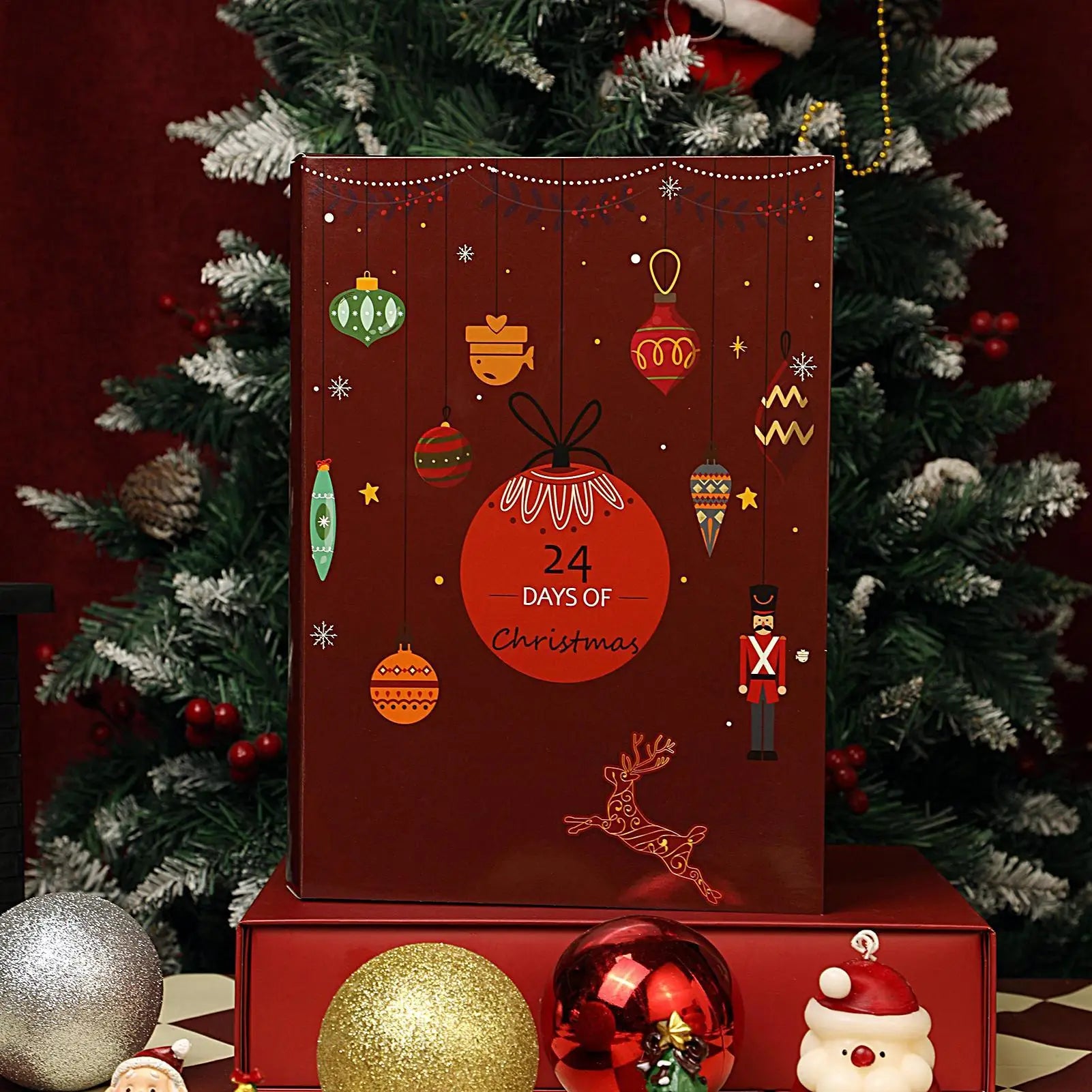 24 Days Refillable Christmas Advent Calendar with Treat Boxes, Holiday Countdown for Home Decor & Family Activities for Kids