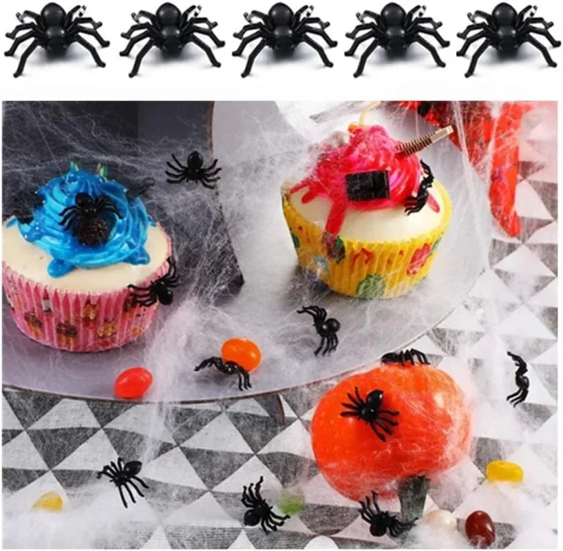1000/50x Halloween Spider Decoration Small Black Plastic Fake Spiders Haunted House DIY Party Prop Simulation Insects Tricky Toy