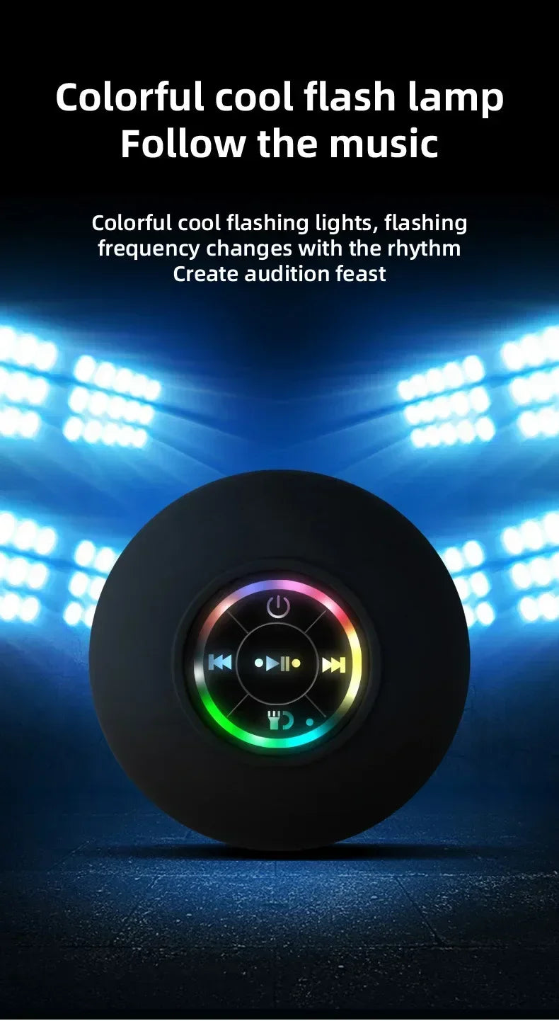 2025 Bathroom Waterproof Wireless LED Bluetooth Speaker Large Suction Cup Mini Portable Speaker Outdoor Sports Stereo Speaker