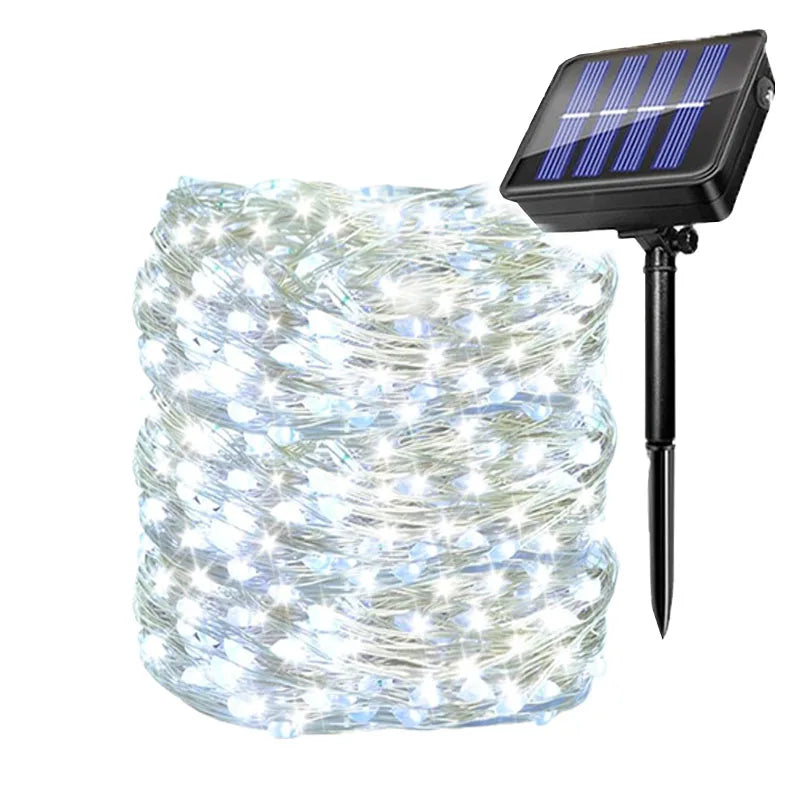 4pcs Outdoor Led Solar String Light Fairy String Christmas Tree Decor Lighting for Wedding Festival Party Garden Xmas Halloween