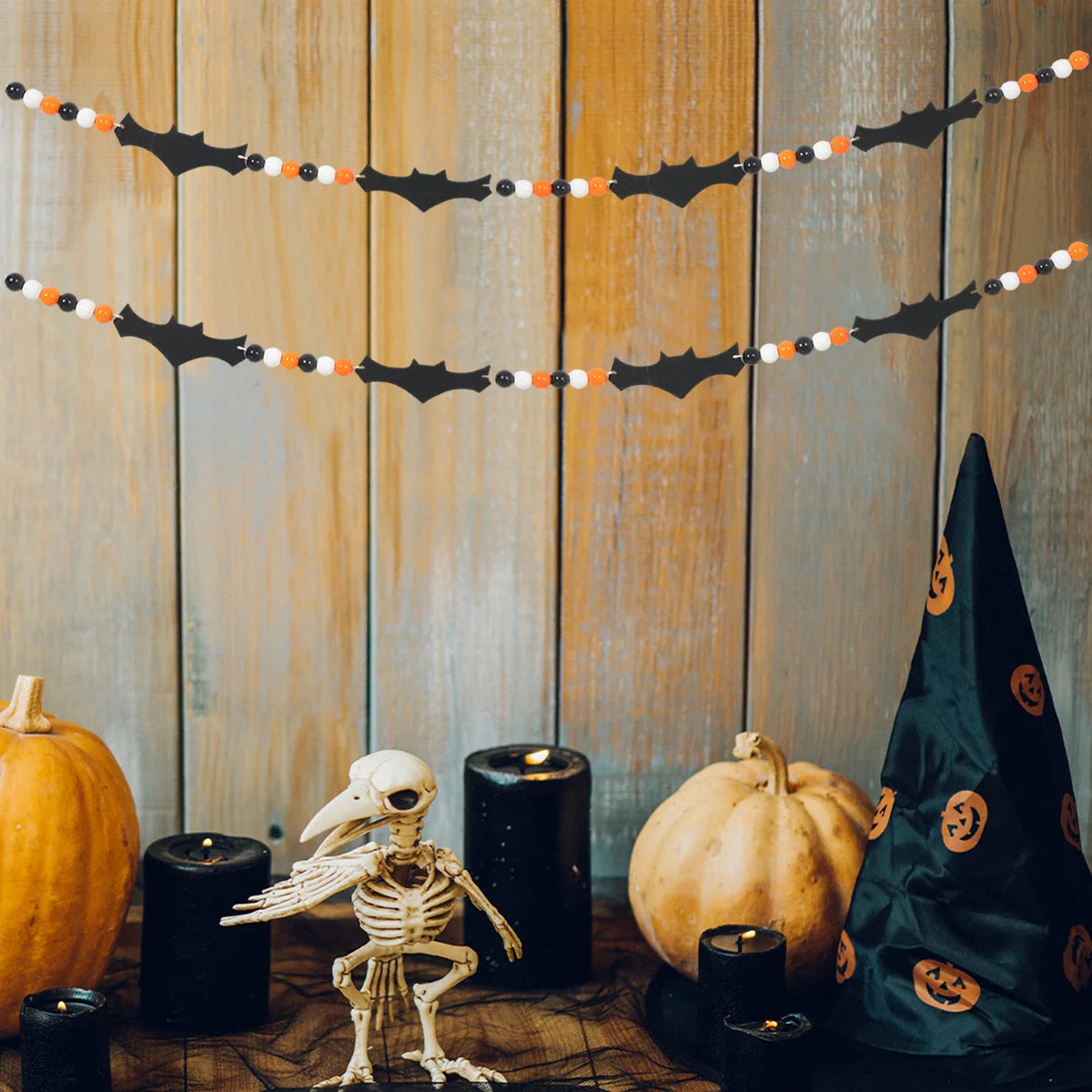 Halloween Pumpkin Bat Banner Garland Halloween Party Decorations Kids Halloween Non-Woven Banner Trick or Treat Party Supplies