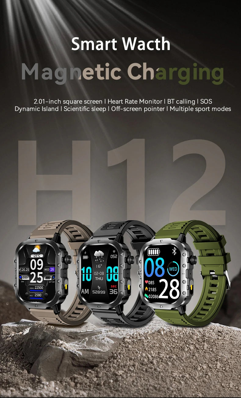 LAXASFIT Outdoor Sports Smart Watch 2.01 inch HD Screen LED Flashlight Bluetooth Talking Smart Watch Men Women Holiday Gift