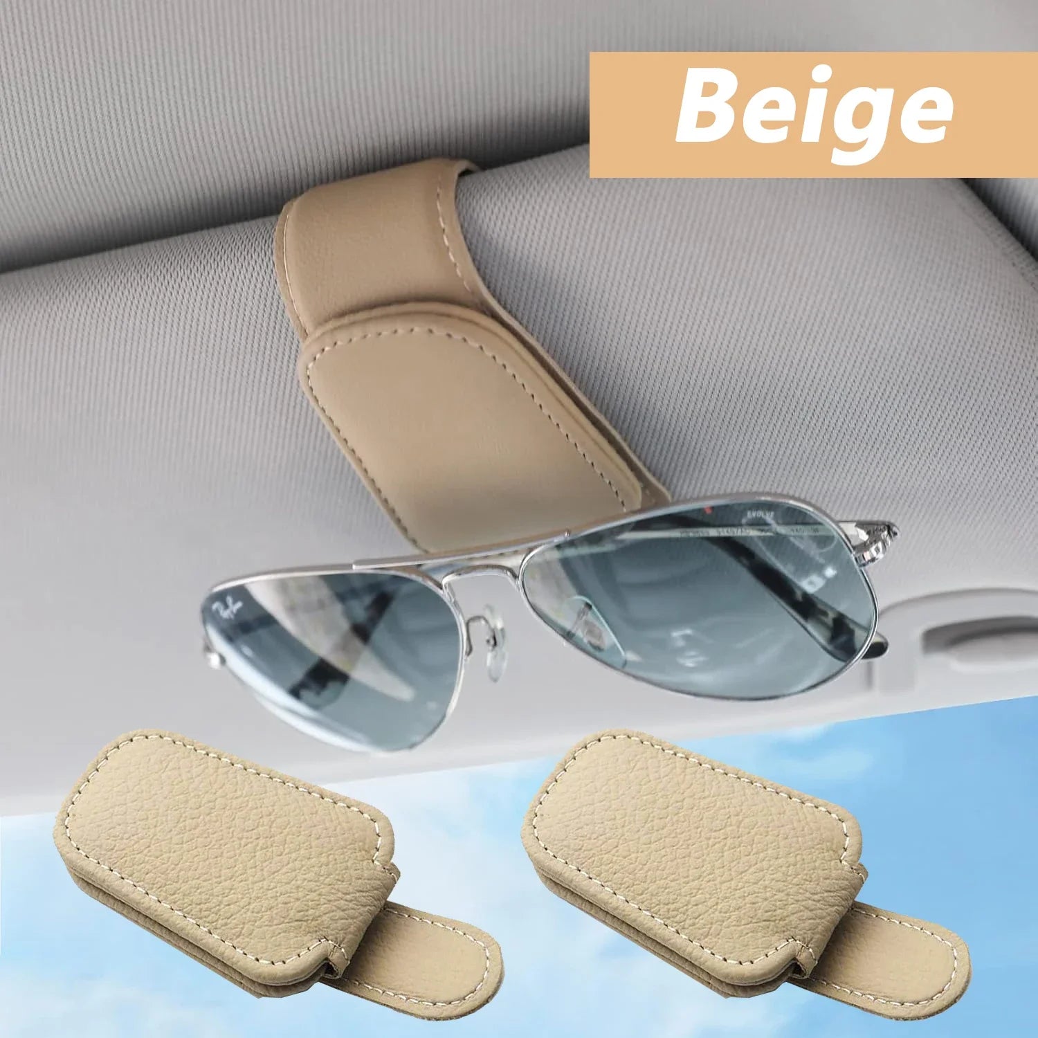 Sunglasses Holder Is Suitable for Car Sun shades Magnetic Leather Sunglasses Clip and Ticket Clip Car Sunshade Accessories