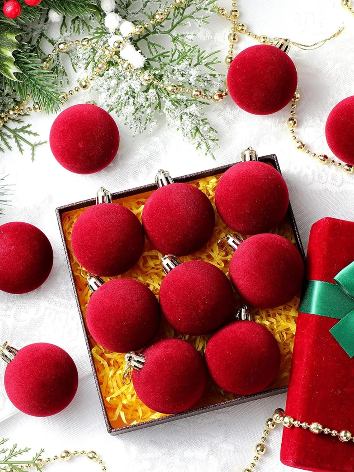 10pcs Christmas Balls,Christmas Tree Decorations Velvet Ball Ornaments for Christmas Party Christmas Decoration Navidad 2025