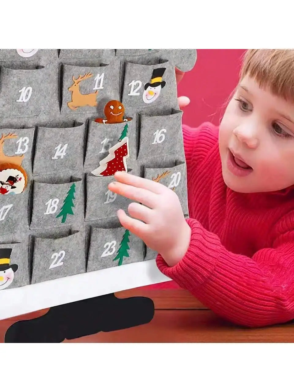 Christmas Felt Advent Calendar Wall Hanging Santa Advent Calendar with Pockets 24 Days Kids Toys For Children Christmas Gift