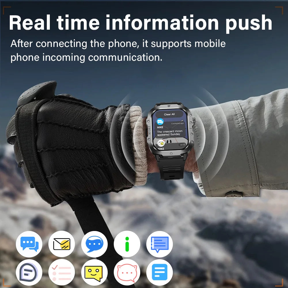 LAXASFIT Outdoor Sports Smart Watch 2.01 inch HD Screen LED Flashlight Bluetooth Talking Smart Watch Men Women Holiday Gift