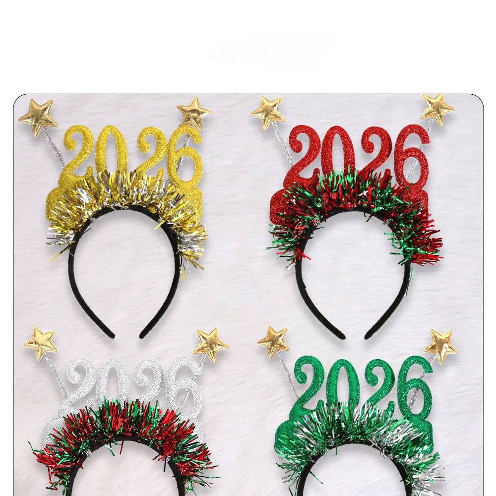 2026 Christmas Star Color Strip Headband New Year's Eve Digital Creative Party Decoration Head Buckle