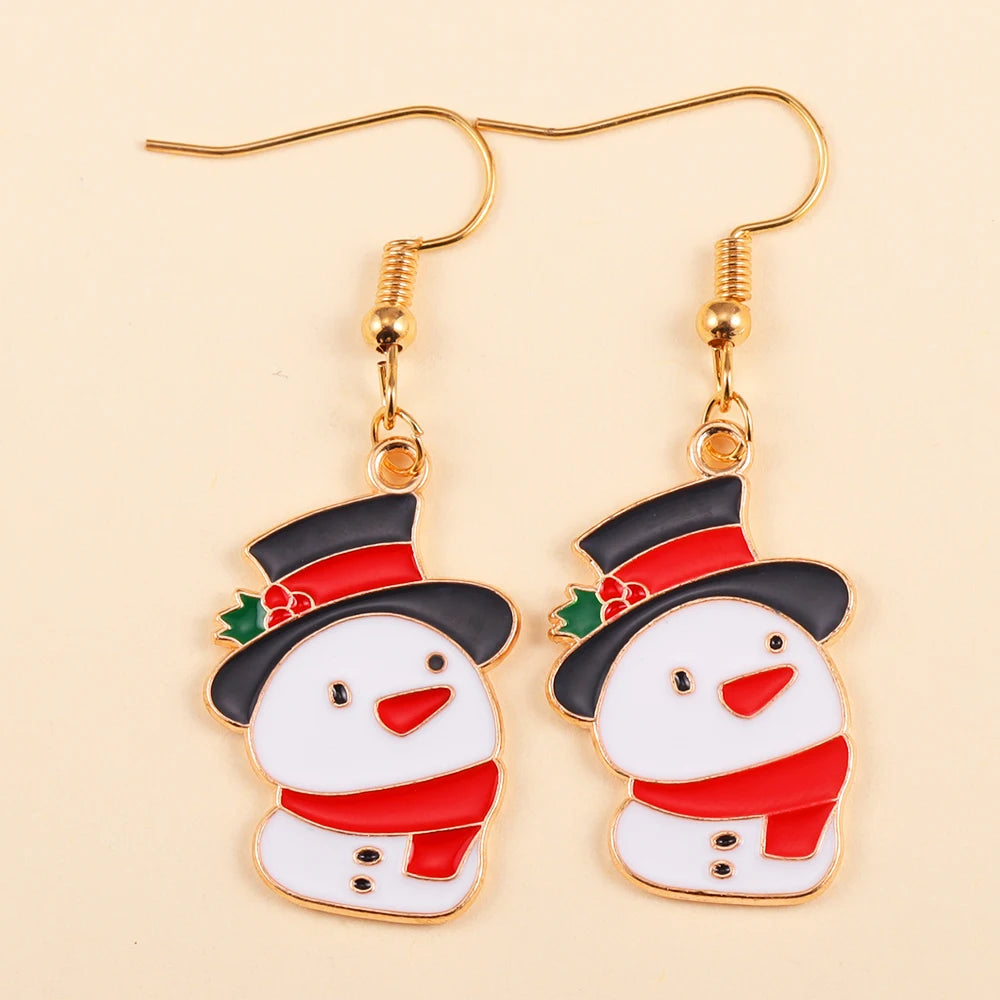 2Pairs Cute Christmas Set Earring Alloy Enamel Bell Snowflake Snowhouse Design Earrings - Perfect Holiday Jewelry Gift