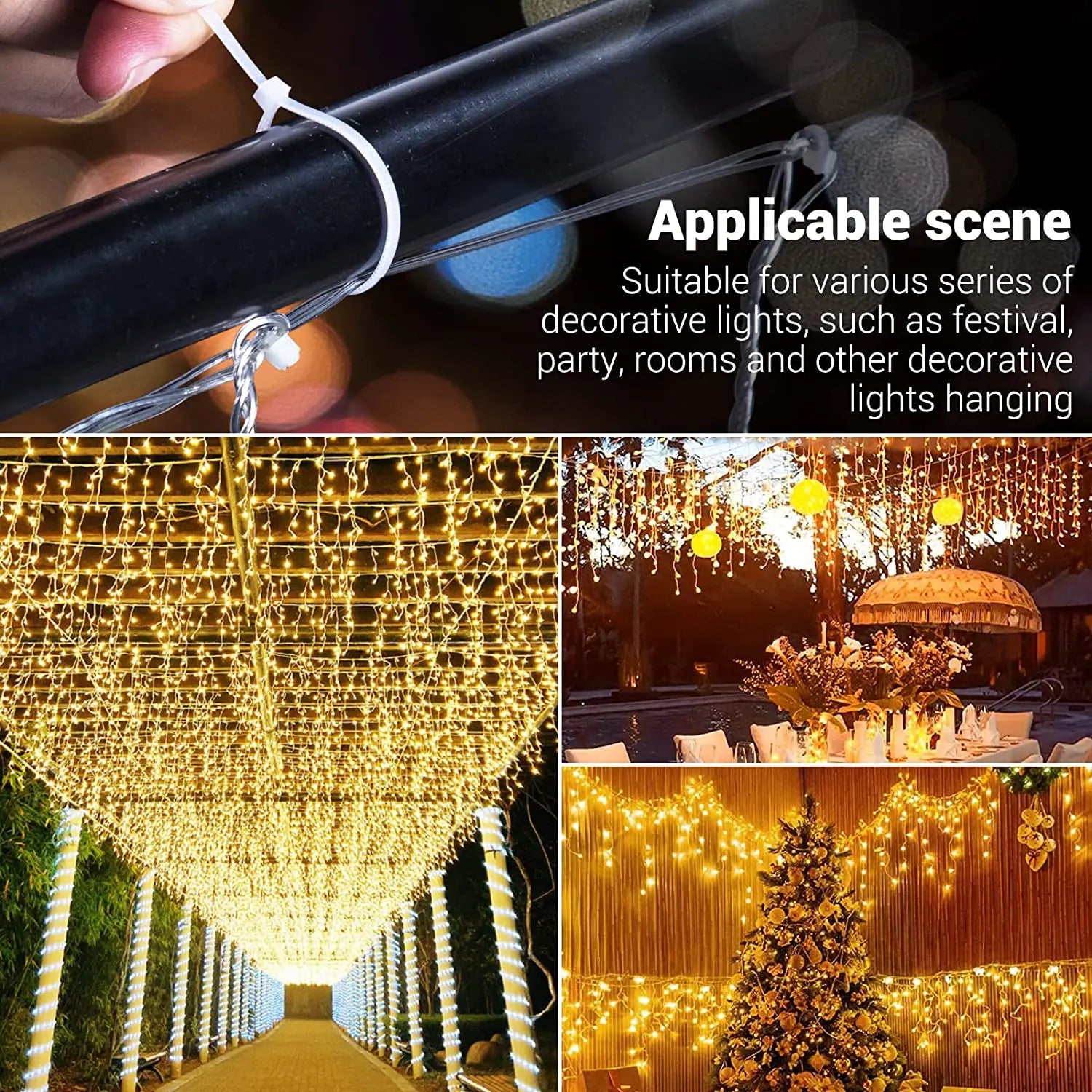 Christmas Decoration 2025 Festoon Led Icicle Curtain Lights Outdoor Droop 0.5/0.6/0.7M Street Garland On The House New Year Eve